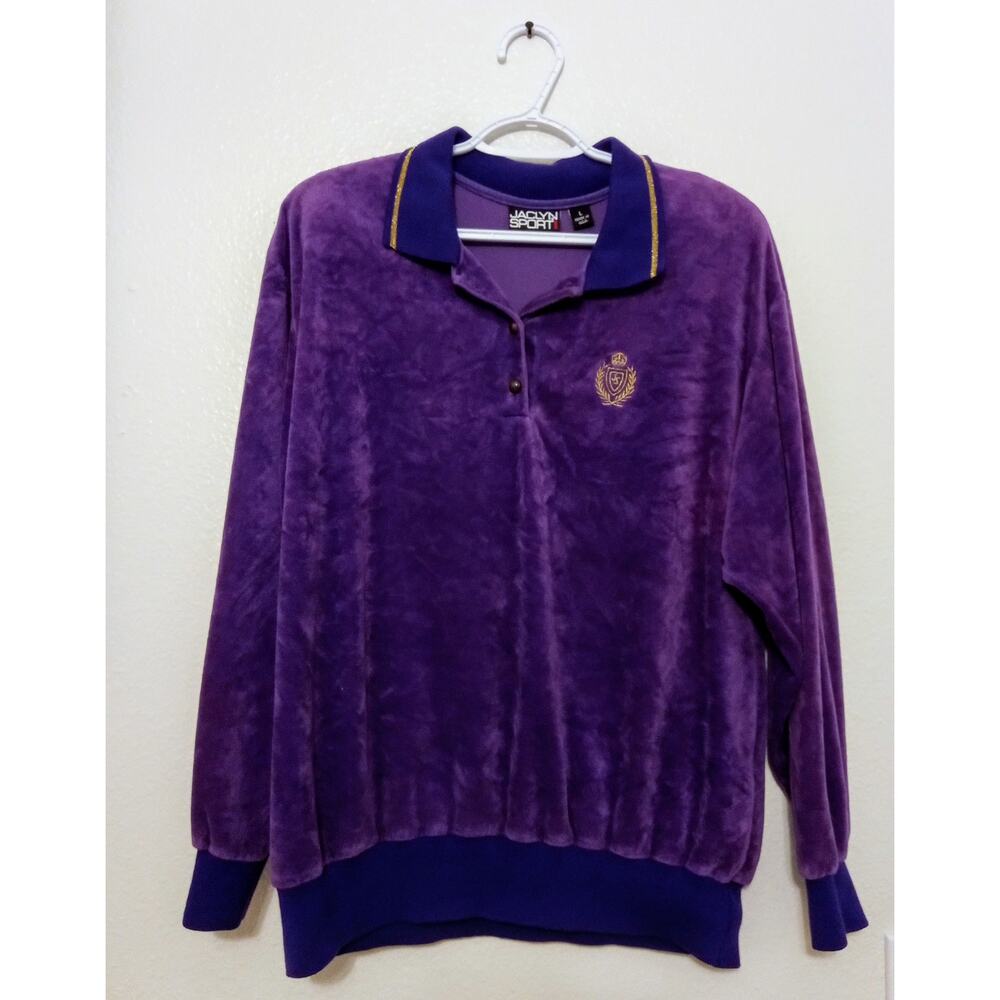 Vintage 1990's Jaclyn Sport Purple Velour Jacket Women’s Made in USA RARE SZ L